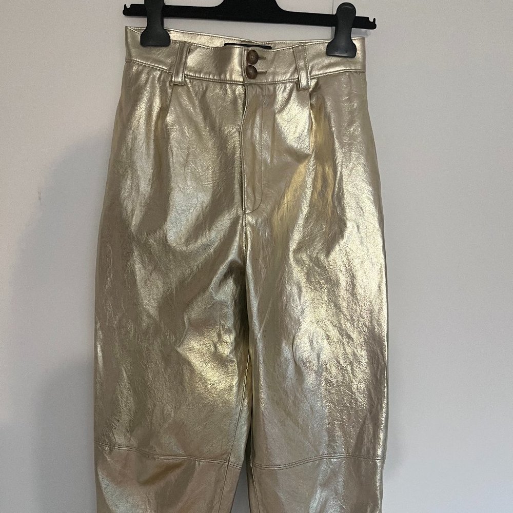 ZARA gold faux leather pants - Small